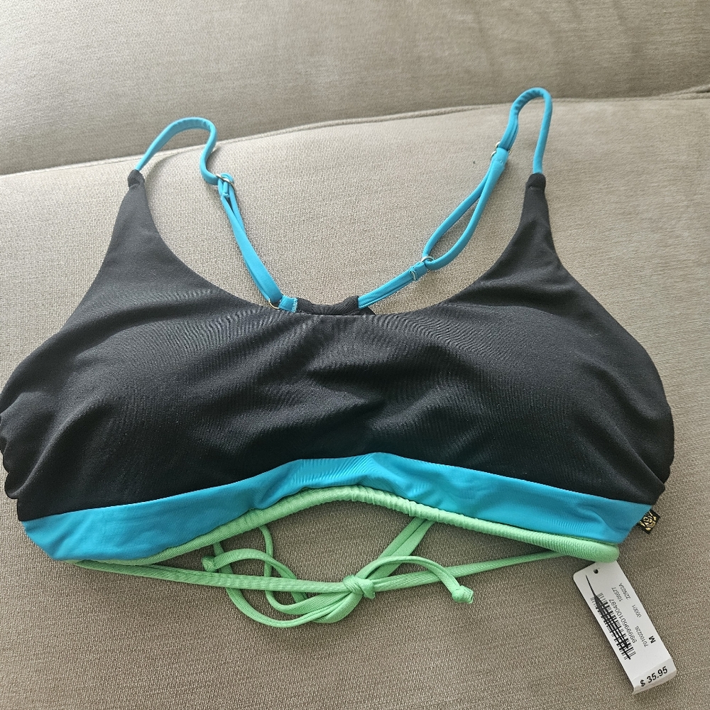La Vie En Rose Aqua Bikini Top Black and Blue